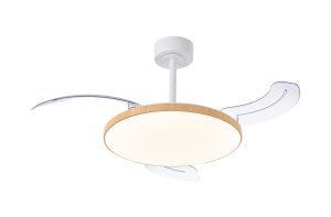 Slim Fan Mini 40cm 45W LED Dimmable Ceiling Light With Built-In 25W DC Fan, 2700-5000K Remote Control, 3150lm, Wood, 5yrs Warranty