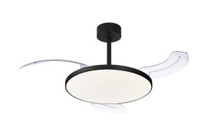 Slim Fan Mini 40cm 45W LED Dimmable Ceiling Light With Built-In 25W DC Fan, 2700-5000K Remote Control, 5000lm, Black, 5yrs Warranty