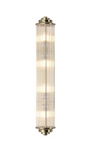 Toscano 4 Light Glass Rod Wall, G9, IP44, Antique Brass/Clear Glass Rods