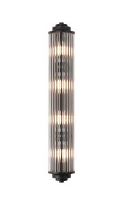 Toscano 4 Light Glass Rod Wall, G9, IP44, Satin Black/Clear Glass Rods