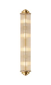 Toscano 4 Light Glass Rod Wall, G9, IP44, Gold/Clear Glass Rods