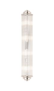 Toscano 4 Light Glass Rod Wall, G9, IP44, Polished Nickel/Clear Glass Rods