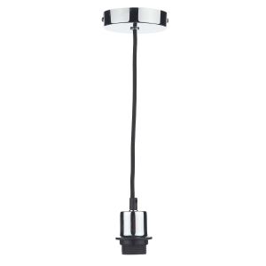 1 Light E27 Polished Chrome  Adjustable Suspension complete with Black Braided Cable