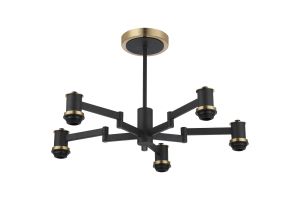 Erdi 61cm Swing Arm Semi Ceiling, (FRAME ONLY) 5 Light E14, Brass/Satin Black