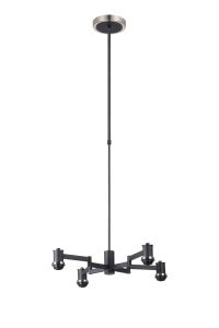 Erdi 61cm Swing Arm Telescopic Pendant (FRAME ONLY), 4 Light E14, Satin Nickel/Satin Black