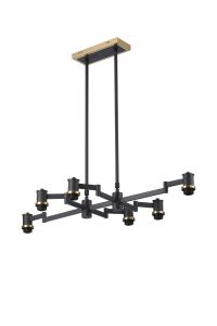 Erdi Swing Arm Telescopic Linear Pendant (FRAME ONLY), 6 Light E14, Brass/Satin Black