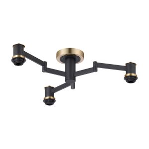 Erdi 62cm Swing Arm Flush Ceiling (FRAME ONLY), 3 Light E14, Brass/Satin Black