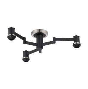 Erdi 62cm Swing Arm Flush Ceiling (FRAME ONLY), 3 Light E14, Satin Nickel/Satin Black