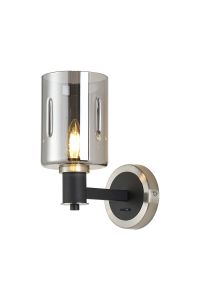 Erdi Wall Light 1 Light E14, Satin Nickel/Satin Black/Smoke Uniform Dimple Cylinder Glass