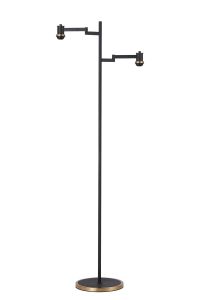 Erdi Swing Arm Floor Lamp Without Shade, 2 Light E14, Brass/Satin Black