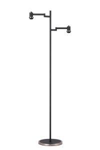 Erdi Swing Arm Floor Lamp Without Shade, 2 Light E14, Satin Nickel/Satin Black