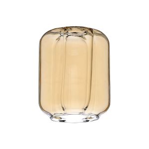 Erdi 13x16cm Striped Cylinder (A) Amber Glass Shade