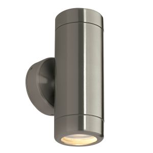 Saxby ST5008S Odyssey Double IP65 Outdoor Wall Light Brushed Stainless Finish
