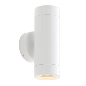 Saxby ST5008W Odyssey Double IP65 Outdoor Wall Light Gloss White Finish