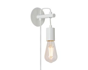 Stanfield Wall Light With Plug, 1 x E27, White