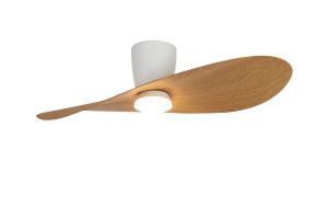 Surfer 112 x 30cm 18W LED Dimmable Ceiling Light With Built-In 40W DC Fan, 3000-5000K Remote Control, 3600lm, White/Wood, 5yrs Warranty