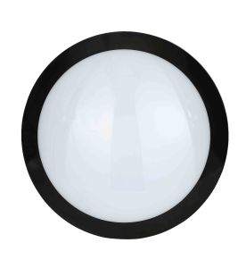 Stanley SXLS294104KBE Georgino IP66 IK10 16w Outdoor Black LED Flush Ceiling or Wall Light (Microwave Sensor & Photocell) 4000K