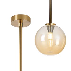 Gana 12cm Telescopic Pendant, 1 Light G9, IP44, Brass Gold/Amber Smooth Round Glass