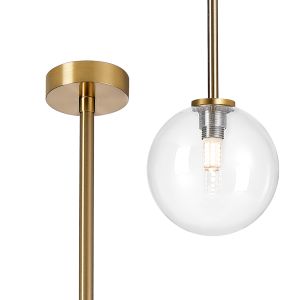 Gana 12cm Telescopic Pendant, 1 Light G9, IP44, Brass Gold/Clear Smooth Round Glass