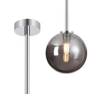 Gana 12cm Telescopic Pendant, 1 Light G9, IP44, Polished Chrome/Smoke Smooth Round Glass