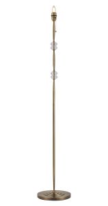 Lexo Floor Lamp Without Shade, 1 Light E27, Antique Brass/Clear Crystal
