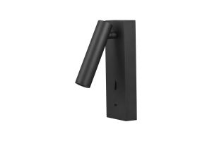 Tarifa III Switched Wall/Reading Light Adjustable With USB-C Socket, 3W LED, 3000K, 210lm, Switched, Black, 3yrs Warranty