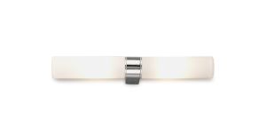 Tasso IP44 2 Light E14 Twin Wall Lamp, Polished Chrome With Opal Tubular Glass
