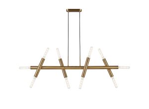 Vienta 5 Arm 10 Light Linear Adjustable Pendant E27, Antique Gold