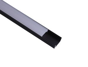 Tiras 2m, 17 x 8.5mm Aluminium Profile With Diffuser, 4 x Mounting Brackets, 2 x End Caps, 2 x End Caps With Hole, Black, 3yrs Warranty