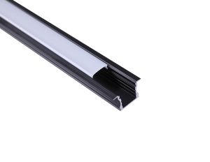 Tiras 2m, 17 x 15.3mm Black Recessed Aluminium Profile With Diffuser, 4 x Mounting Brackets, 2 x End Caps, 2 x End Caps With Hole, 3yrs Warranty
