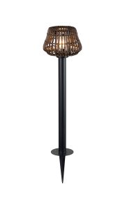 Centa Rattan Plastic Shade Postlamp c/w Ground Spike/Base Mount, 24V DC, 1 x E27, c/w 1m Cable, Male Connection IP44, Brown, 2yrs Warranty