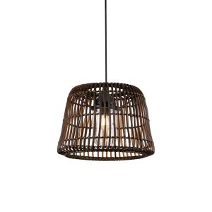Centa 36cm Rattan Plastic Shade Pendant, 24V DC, 1 x E27, c/w 3m 0.75mm² Cable, Male Connection & Hanging Hook, IP44, Brown, 2yrs Warranty