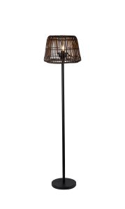 Centa Rattan Plastic Shade Floor Lamp, 24V DC, 1 x E27, c/w 1m 0.75mm² Cable, Male Connection, IP44, Brown, 2yrs Warranty