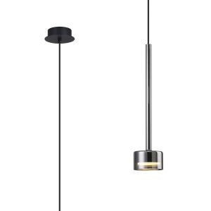 Tonic Pendant, 1 Light GX53 (12W, Not Included), Chrome/Black/Chrome Glass