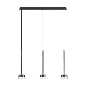 Tonic Linear Pendant, 3 Light GX53 (12W, Not Included), Chrome/Black/Clear Glass