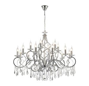 Torino 100cm Pendant 18 Light E14 Polished Chrome/Crystal, (ITEM REQUIRES CONSTRUCTION/CONNECTION) Item Weight: 16.5kg