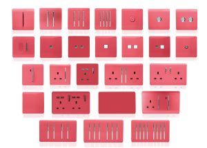 Trendi, Artistic Modern TV Co-Axial & RJ11 Telephone Strawberry Finish, BRITISH MADE, (35mm Back Box Required), 5yrs Warranty