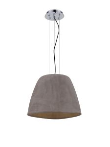 Triangle 47cm Pendant Large 1 Light E27, Cement/Polished Chrome