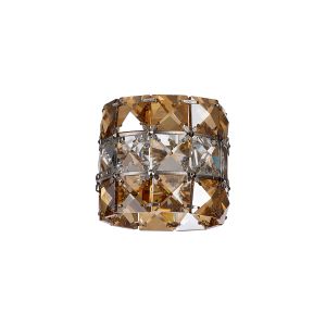 Acacia 7cm Cylinder Non-Electric Chrome / Square Amber/Clear Crystal Shade (F),