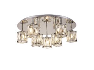 Fonte 60.8cm Round 9 Light G9 Flush Light Polished Chrome / Clear Crystal Shade