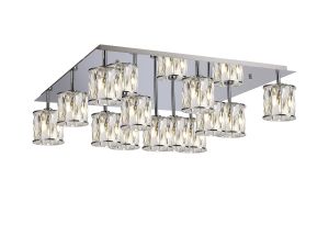 Fonte Square 13 Light G9 Flush Light Polished Chrome / Clear Crystal Shade, Item Weight: 21.1kg