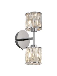 Fonte 2 Light G9 Switched Up / Down Wall Lamp Polished Chrome / Clear Crystal Shade