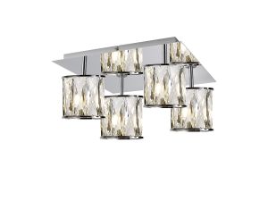Fonte Square 4 Light G9 40cm Flush Light Polished Chrome / Clear Crystal Shade