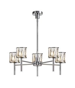 Acacia 55.5cm 5 Light G9 Telescopic/Semi Flush Polished Chrome / Clear Crystal Shade
