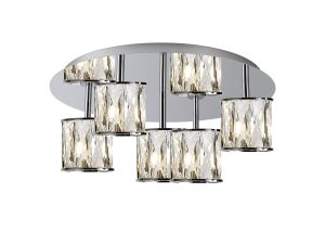 Fonte 46cm Round 5 Light G9 Flush Light Polished Chrome / Clear Crystal Shade