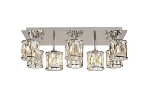 Fonte Rectangle 8 Light G9 Flush Light Polished Chrome / Clear Crystal Shade