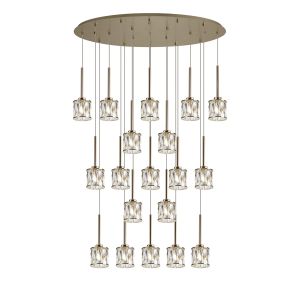 Acacia 19 Light G9 2m Oval Multiple Pendant French Gold / Clear Crystal Shade, Item Weight: 24.1kg