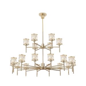 Fonte 111.8cm 20 Light G9 2-Tier Light French Gold / Clear Crystal Shade, Item Weight: 19.7kg
