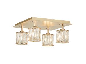 Fonte Square 4 Light G9 40cm Flush Light French Gold / Clear Crystal Shade