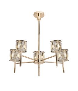 Acacia 55.5cm 5 Light G9 Telescopic/Semi Flush French Gold / Clear Crystal Shade